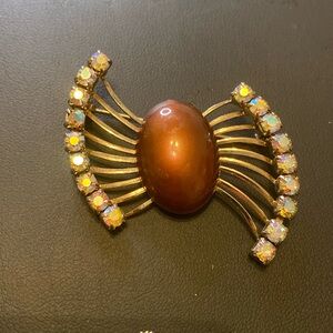 Vintage  goldtone AB rhinestones brooch